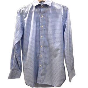 Men's Polo Ralph Lauren 2000's Rare Blue/White Cross Plaid Dress Shirt 15 32/33